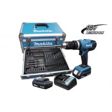 Parafusadeira / Furadeira de Impacto HP457DWEX4 Makita - carregador 220v kit 70 peças